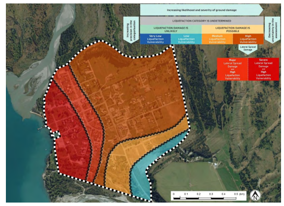 Liquefaction vulnerability of Glenorchy township, mapped by Tonkin + Taylor (2022)