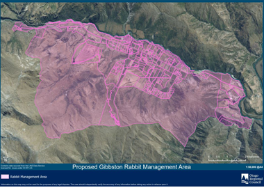 Map of Gibbston rabbit management area