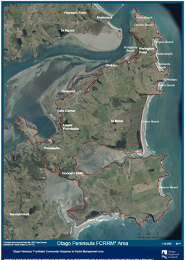 Otago Peninsula rabbit management area map