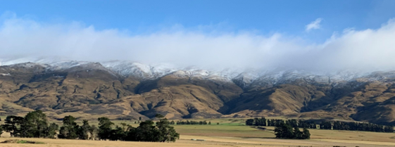 Snowy, cloudy Otago landscape