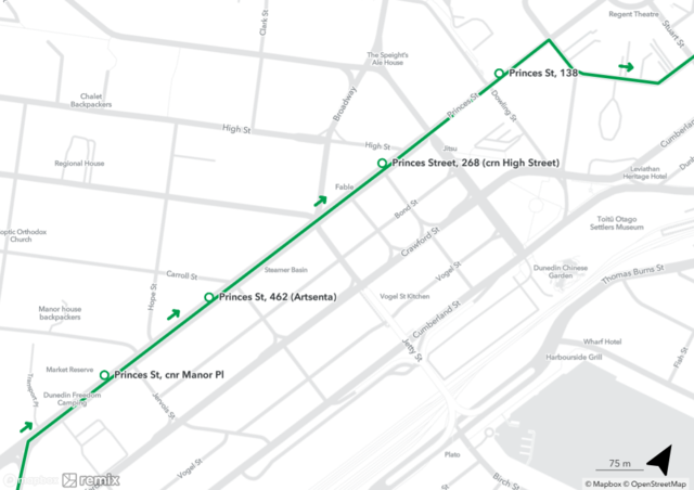 Orbus bus stop changes on Princes Street – Heading North