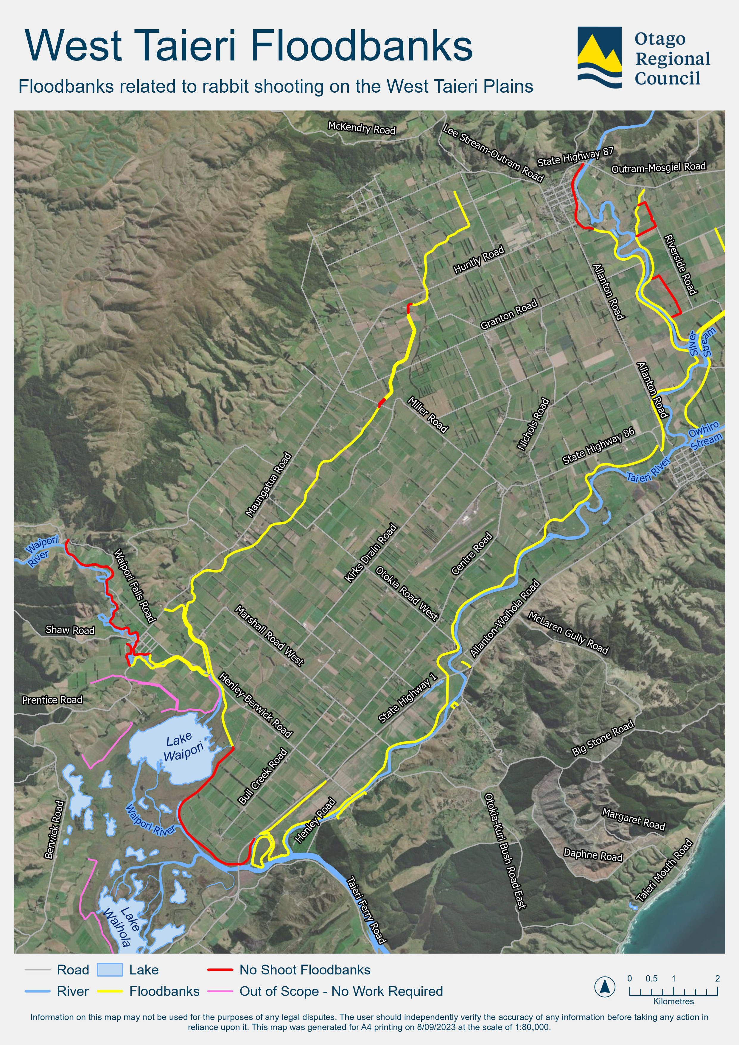 ORC Rabbit Control map for the West Taieri, , happening between October and December 2023.