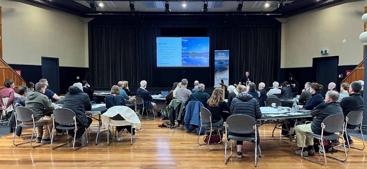 Participants listen to a presenter at the Knowledge into Action for Otago’s Deepwater Lakes Workshop. Photo: WAI Wanaka