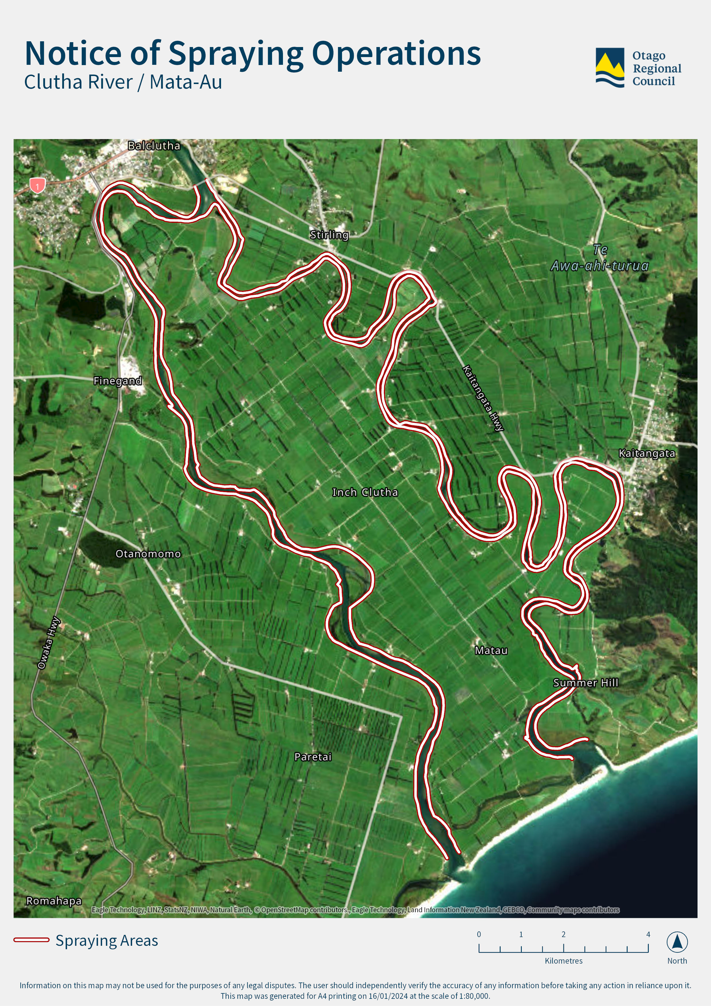 Map of spraying operations - Clutha