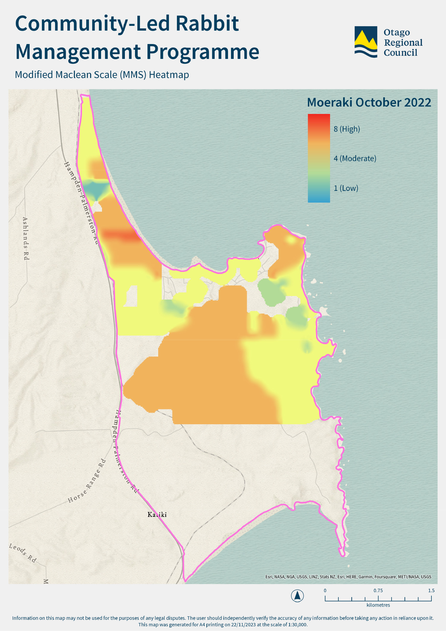 Map 1: Moeraki Rabbit Heat map (October 2022)