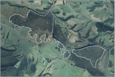 Aerial view of Tahakopa River Bogs (March 2006)