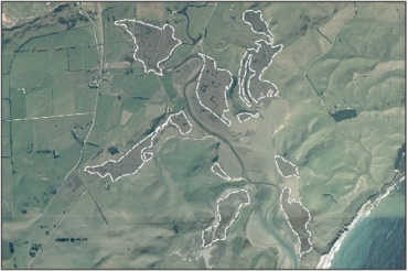 Aerial view of Pleasant River Estuary Wetland Complex (March 2005)