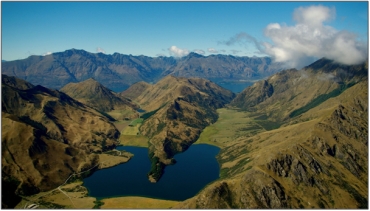 Moke Lake, with Moke Lake Bog in the top left corner of the Lake(January 2001)