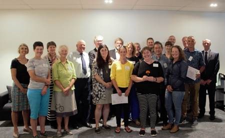 ECO Fund recipients and Otago Regional Council Councillors, Cr Carmen Hope, Cr Sam Neill, Cr Michael Deaker, Cr Trevor Kempton, Cr Ella Lawton, Cr Graeme Bell, Cr Bryan Scott, Chairman Stephen Woodhead.