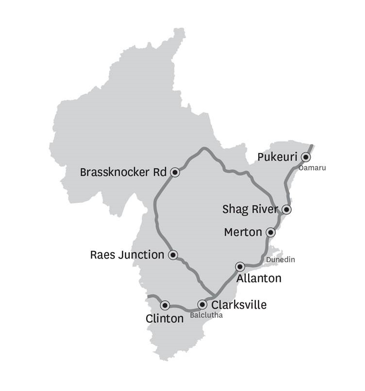 Map of stock truck effluent disposal sites in Otago.