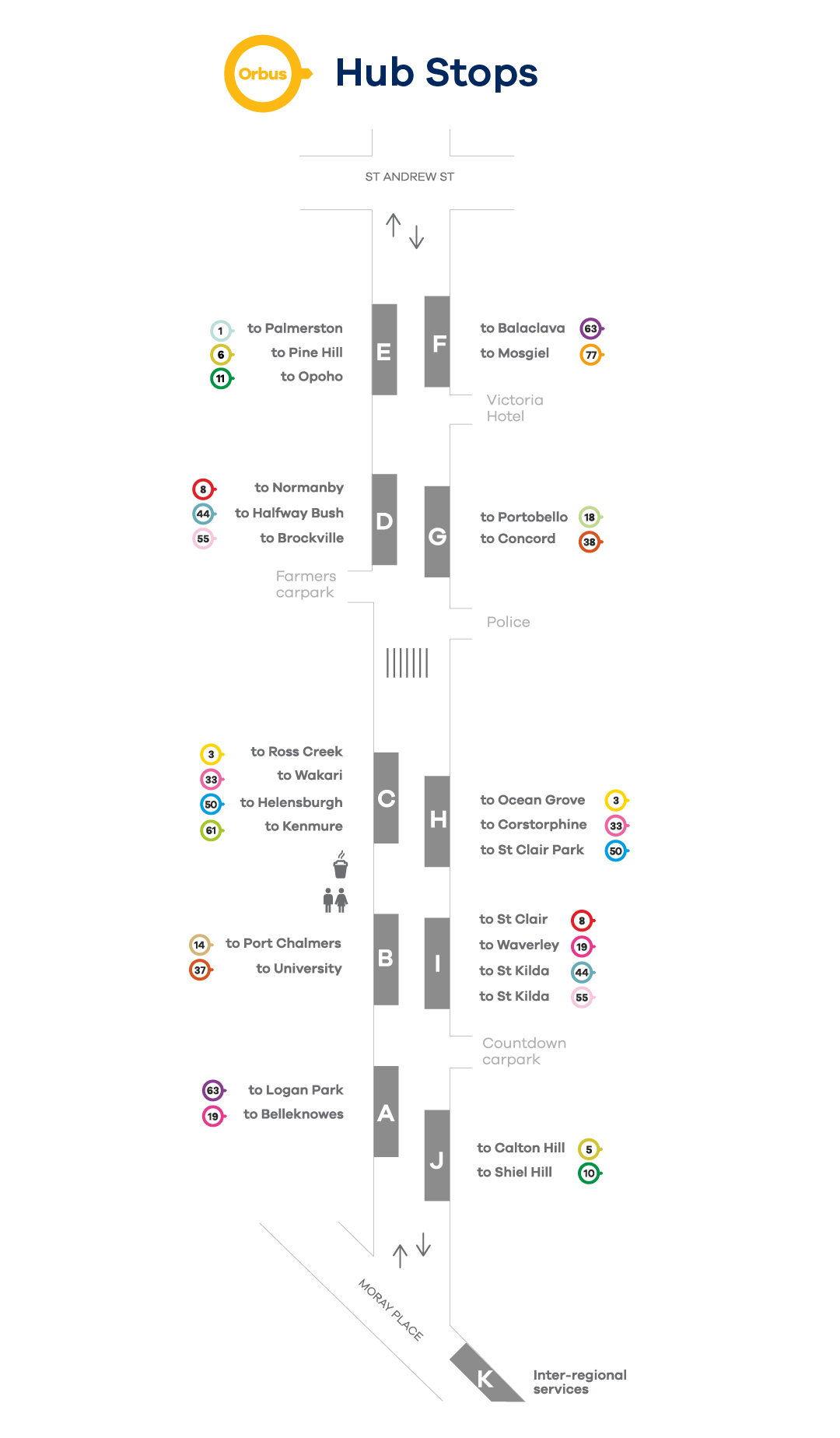 Orbus Dunedin Bus Hub map