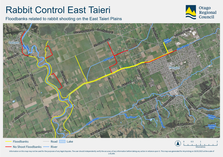 Map of floodbanks related to rabbit shooting on the East Taieri Plains