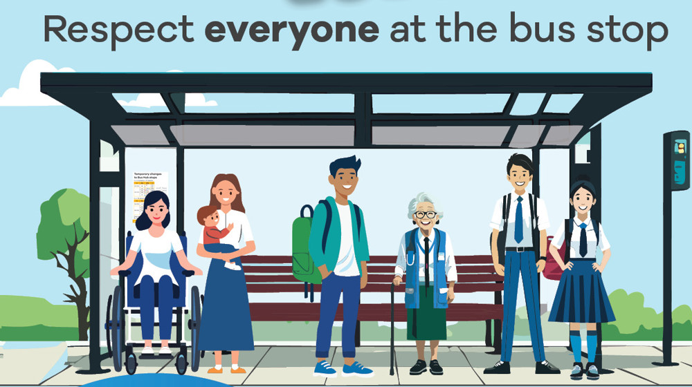 It's cool to be kind poster - respect everyone at the bus stop